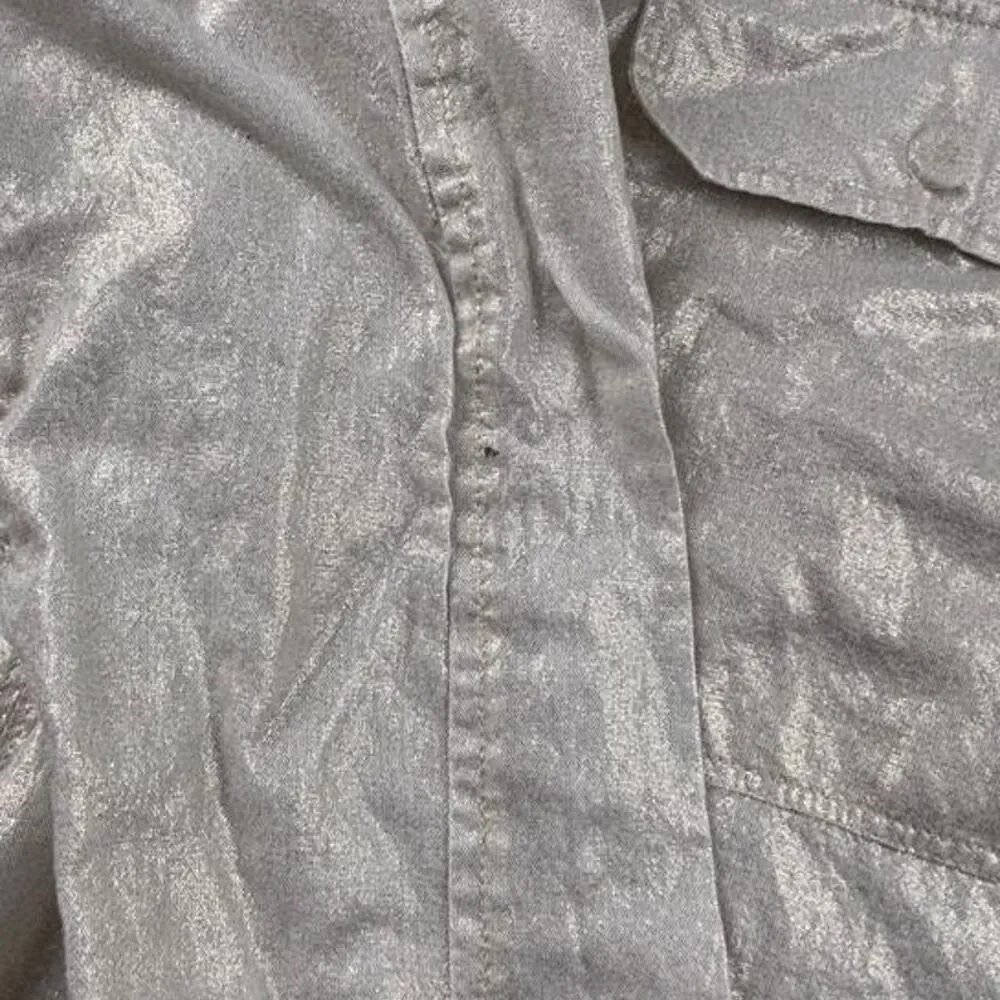 J.Crew Silver Metallic Button Up Shirt Women’s Size 6 Shimmer Top